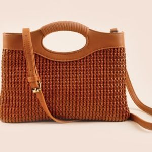 NWT Francesca's Mariam Soft Straw Cut Out Handle Tote/Clutch